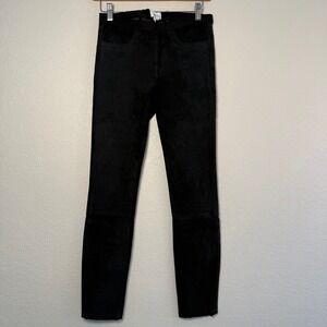 Helmut Lang Black Leather Pants Size 4 Skinny Leggings Stretch